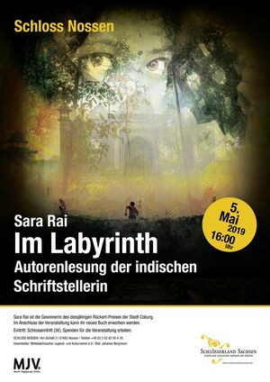 Sara Rai - Im Labyrinth (Veranstaltungsplakat Autorenlesung 5.5.2019, 16 Uhr, Schloss Nossen)